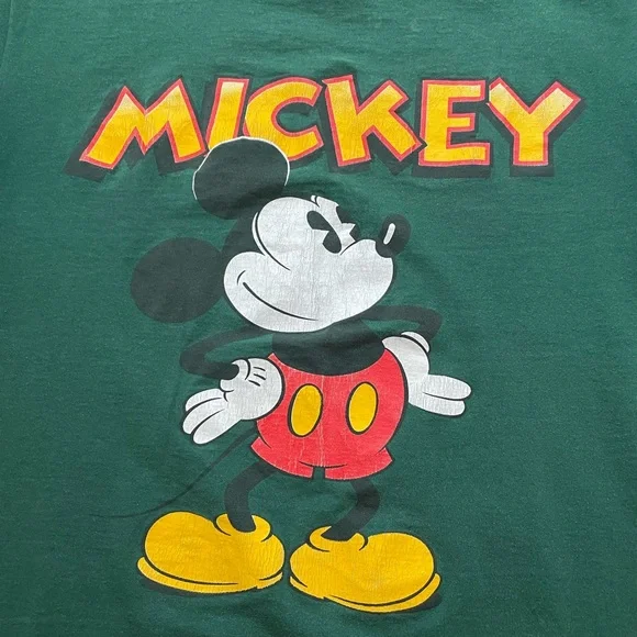 Vintage Mickey Mouse Disney made USA velva sheen cotton T nice condition L - Picture 2 of 3